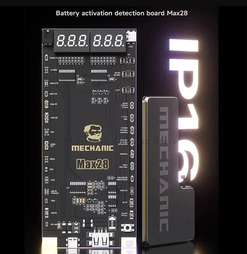 MECHANIC-MAX28 (1) MECHANIC MAX28 บอร์ดเปิดใช้งานแบตเตอรี่สำหรับ iPhone 8-16 Pro Max และ Android