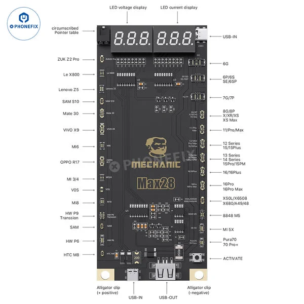 MECHANIC-MAX28 (3) MECHANIC MAX28 บอร์ดเปิดใช้งานแบตเตอรี่สำหรับ iPhone 8-16 Pro Max และ Android