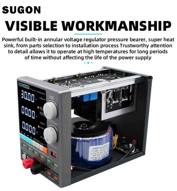 SUGON 3005D (2) SUGON 3005D แหล่งจ่ายไฟ DC แบบดิจิตอลปรับได้ 30V 5A