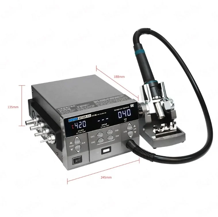 SUGON 8620DX Pro (3) SUGON 8620DX Pro สถานีบัดกรีลมร้อน 1,000 วัตต์ พร้อมแท่นวาง 45 องศา