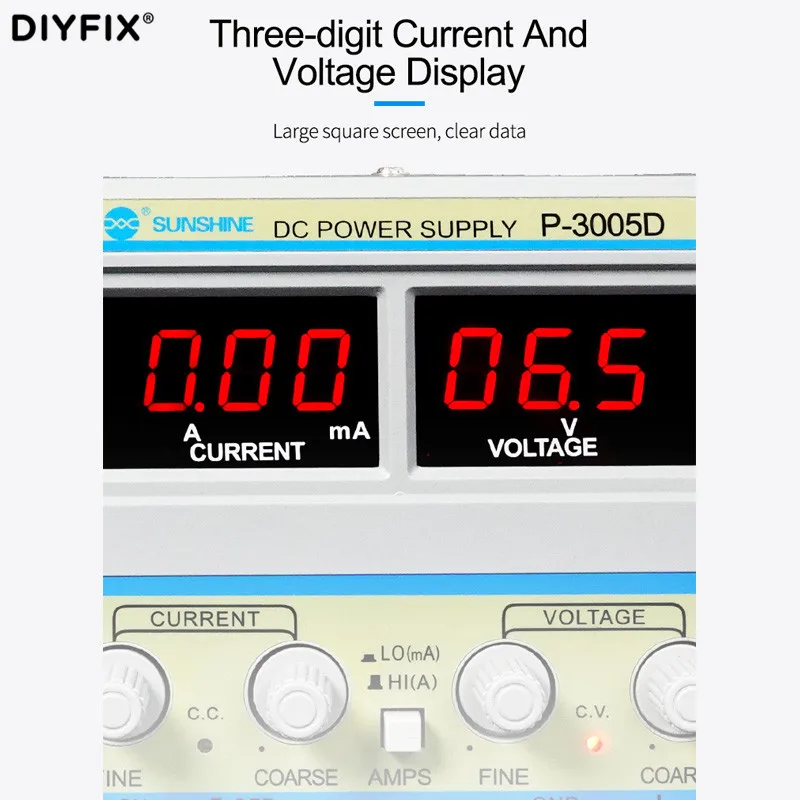 SUNSHINE P-3005D แหล่งจ่ายไฟ DC แบบควบคุม (0-30V, 0-5A)