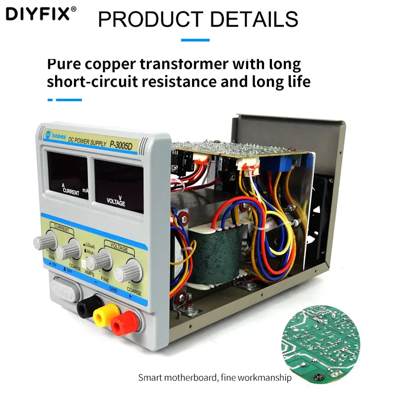 SUNSHINE P-3005D แหล่งจ่ายไฟ DC แบบควบคุม (0-30V, 0-5A)