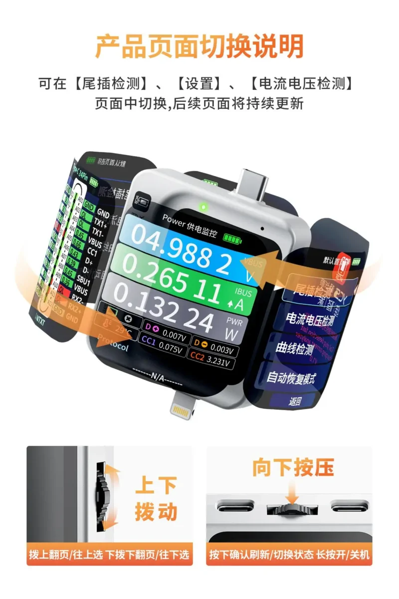 YCS-S-TNS360 เครื่องเช็กตูดชาร์จ 3in1 วัดโวลท์ วัตต์ แอมป์ได้